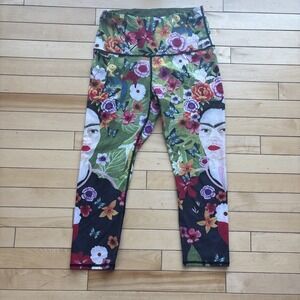 Yoga Democracy Leggings Designer Frida Print Colorful Womens Size Medium USA